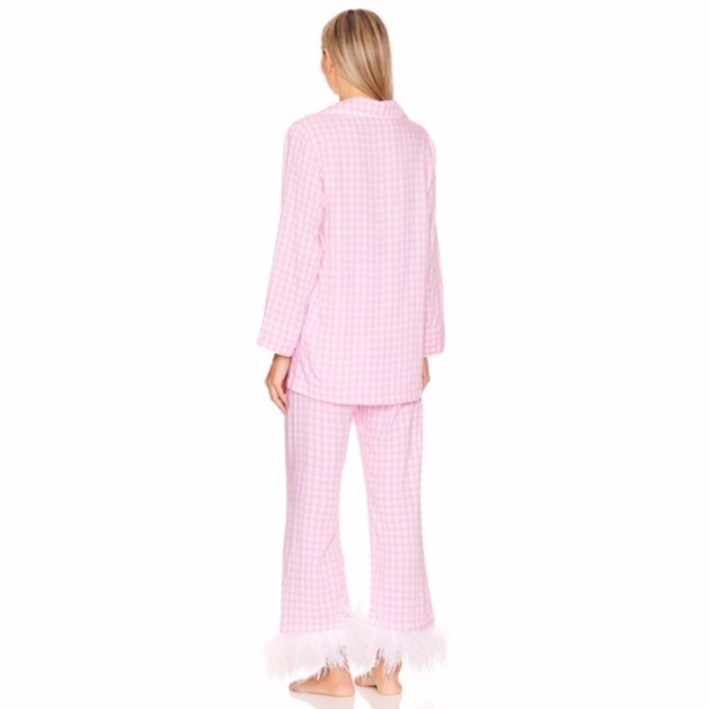 NEW Sleeper Party Pajama Set with Feathers Pink Vichy Medium - Picture 4 of 17
